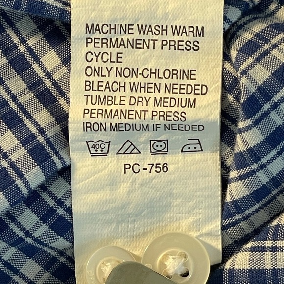 Timberland Long Sleeve Button Down Shirt Blue/White Gingham Check Size Medium - Picture 7 of 9